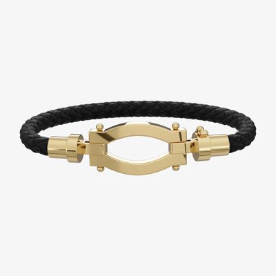 Tiam Gold and Leather Bracelet
